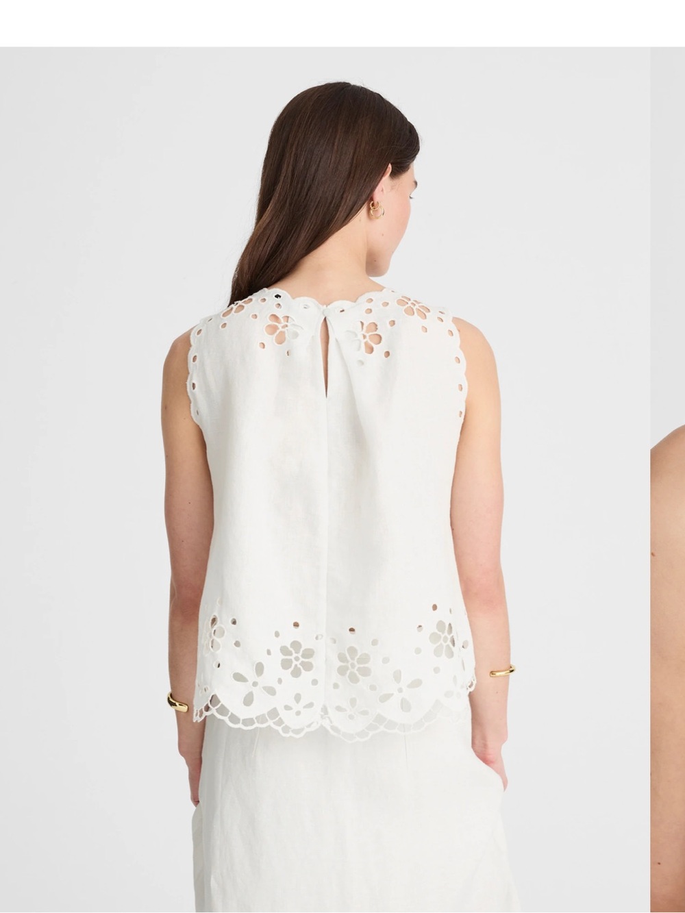Madewell Embroidered Linen Eyelet High-Low Tank Medium - Picture 6 of 12
